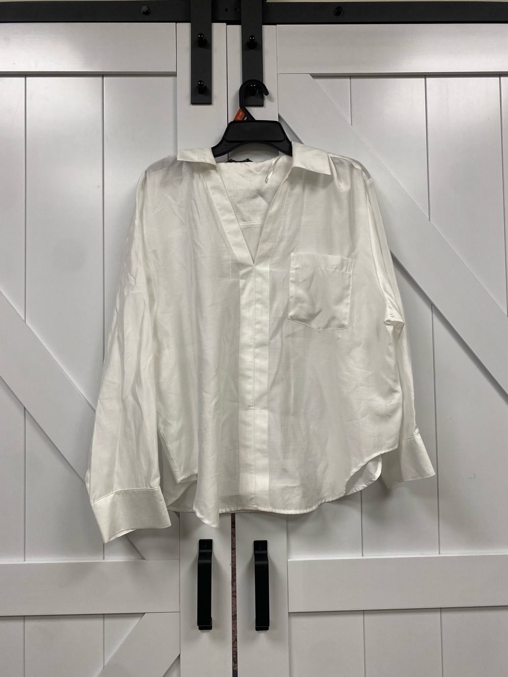 White V-Neck Button-Front Shirt